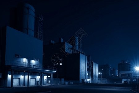 夜深人静的工业园区背景图片