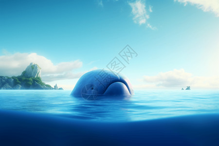 浮出水面的鲸鱼背景图片