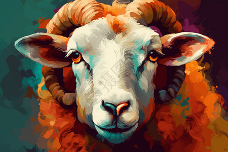 彩色的绵羊插画背景图片