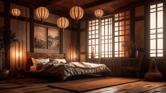 纸壳家具素材亚洲风格的卧室设计图片