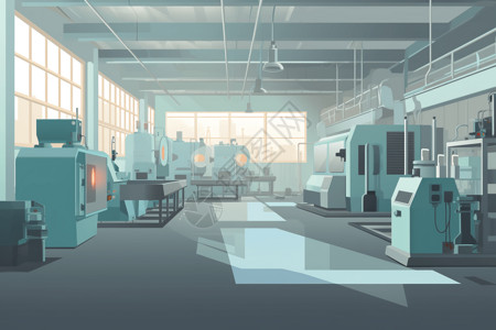 模具机械工厂内部结构插画