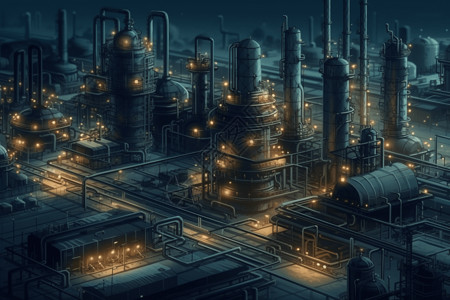 铁管道炼油厂插画