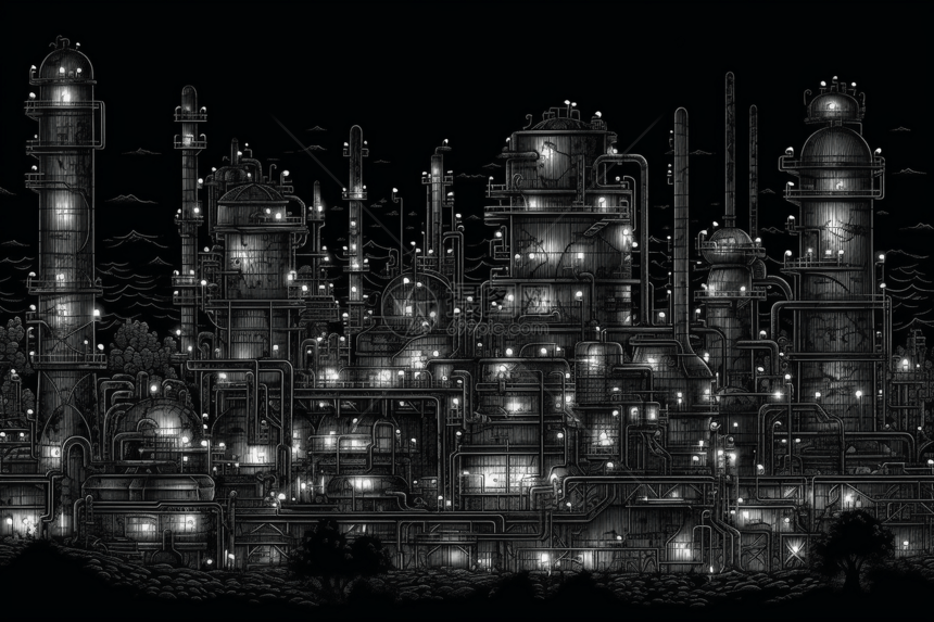 炼油厂的内部结构图片