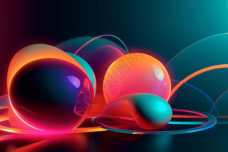各种颜色的线球流动线抽象3D背景设计图片