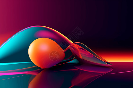 红色线球流动霓虹灯未来抽象背景设计图片