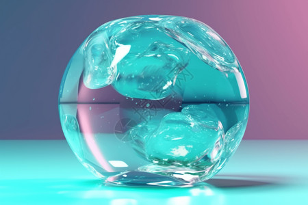 水晶球花瓶抽象玻璃水晶球3d渲染背景