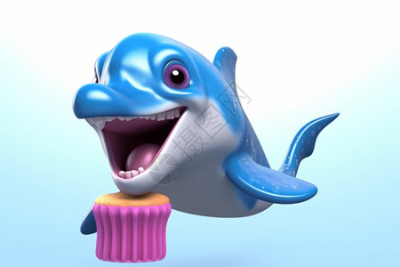3D海豚海豚3d插图插画