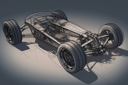 草图模型素材汽车底盘结构插画