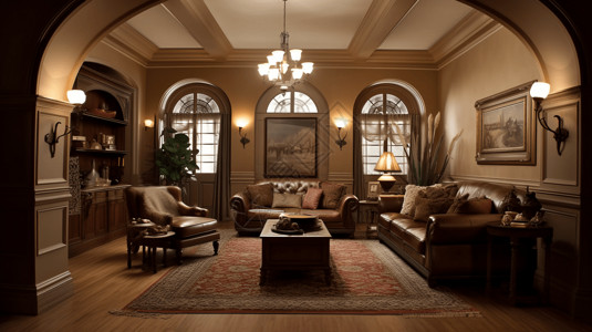 优雅复古的客厅图片