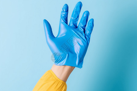人类手蓝色的手套背景