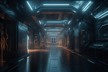宇航船3D数字科技隧道设计图片