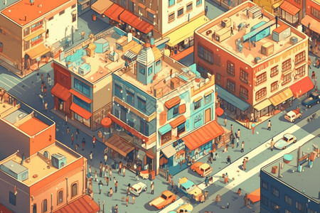 城市新活力新城市平面插图插画