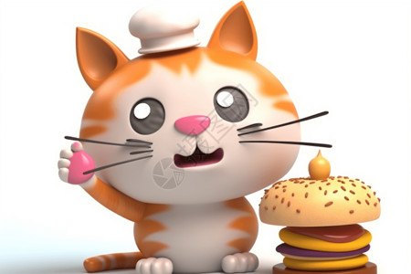 猫吃吃汉堡的猫设计图片