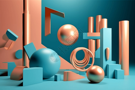彩色金属球抽象极简主义设计图片