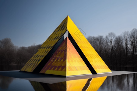 三角形花纹树木黄色的金字塔背景