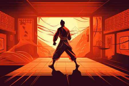 中国武术家插画背景图片