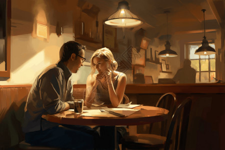 烛光约会在餐厅约会的夫妇插画