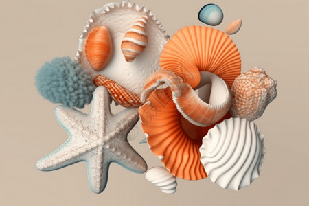 海胆料理海星贝壳模型设计图片