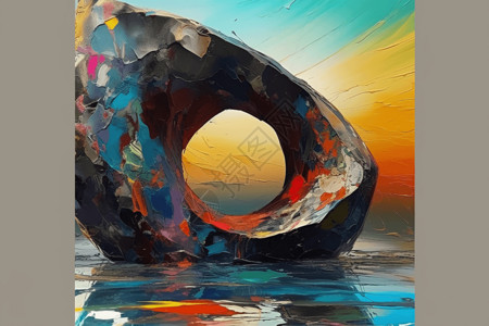 彩色抽象画岩石背景图片