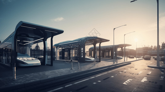公共汽车或火车站的新能源充电站图片