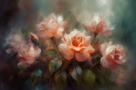 浪漫的玫瑰插画背景图片