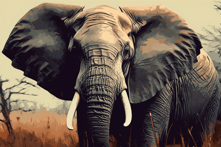 草原上的大象背景图片