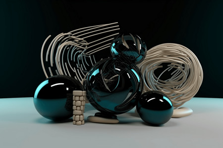 冷调3d球体模型设计图片