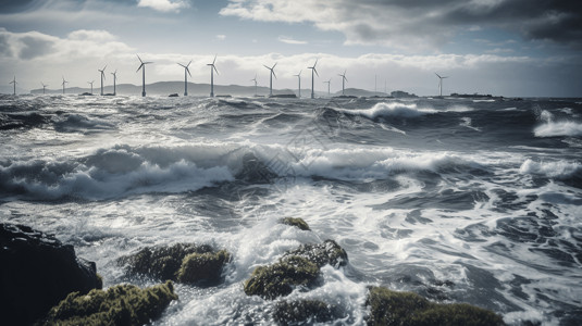 海洋上的风力发电机图片