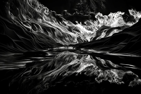 蜂出泉流的黑白流体背景图片