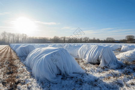 寒冷天气下被覆盖的庄稼背景图片