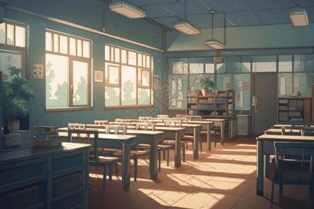 动漫风格教室背景图片
