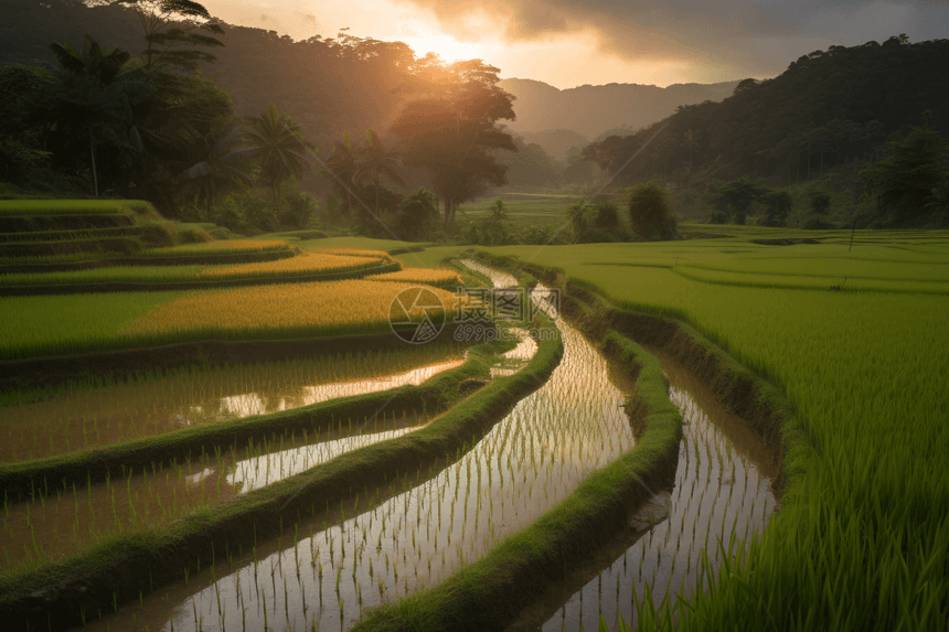 农地里的水稻图片
