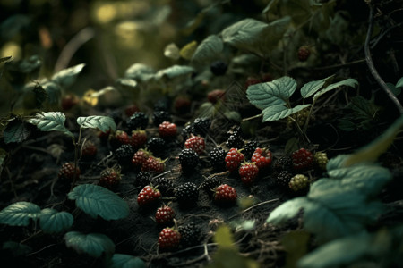 林中树上的黑莓图片