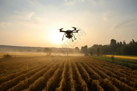 农地里飞行的无人机图片