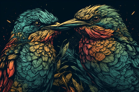 鸟类的插画背景图片