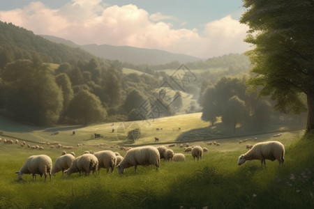草地里的羊群图片