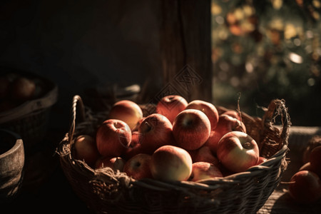 篮子里新鲜的苹果图片