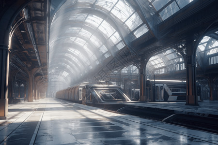 未来风格明亮的车站背景图片