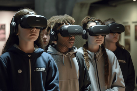 虚拟博物馆四个带着眼镜的人背景