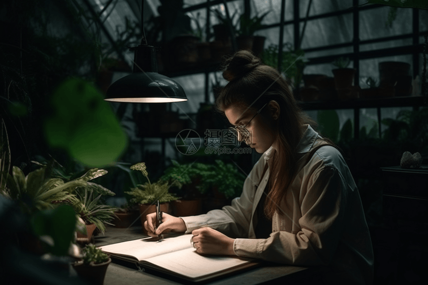 植物学家在读书图片