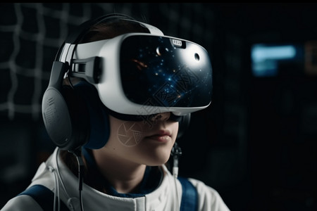 人口统计学家戴着VR眼镜的太空学家背景