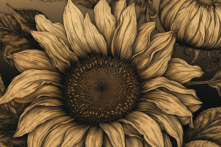 手绘的向日葵背景图片
