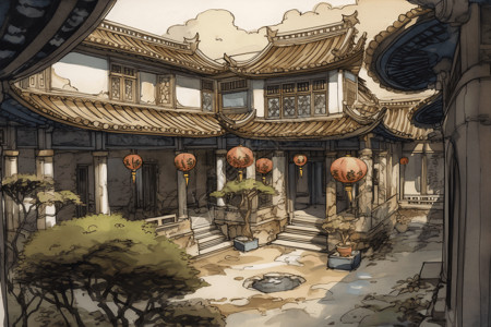 传统的中国建筑背景图片