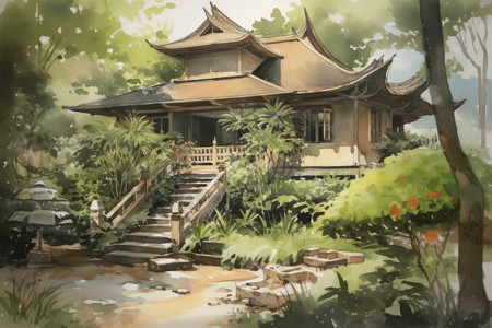 中式风格的建筑背景图片