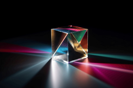 玻璃的折射棱镜折射的彩色光线设计图片
