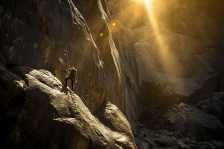 穿越陡峭的岩石表面背景图片