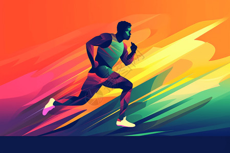 男子跑步的平面插图背景图片