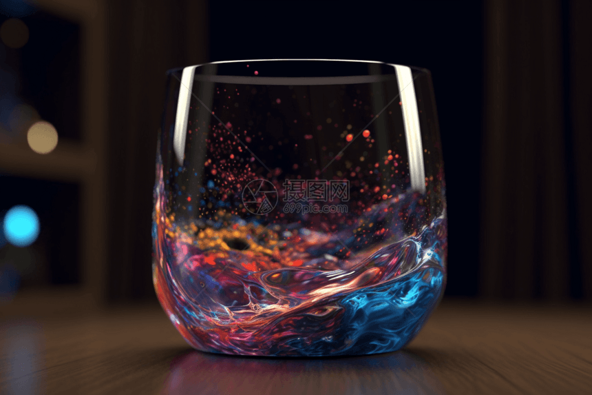 玻璃杯里的抽象星空图片