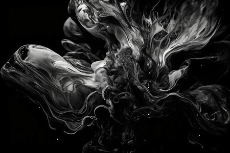 抽象的黑白流体喷溅背景图片