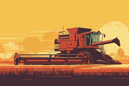 稻田里的大型机械图片